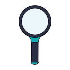 color image cartoon magnifying glass with blue dark handle vector illustration