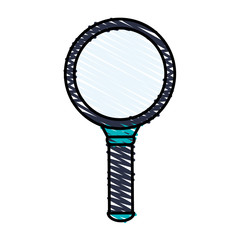 color crayon stripe cartoon magnifying glass with blue dark handle vector illustration