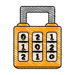 color crayon stripe cartoon combination padlock with square body vector illustration