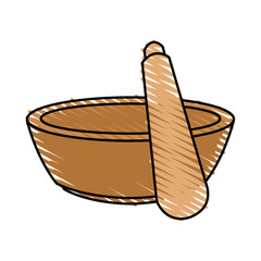 color crayon stripe cartoon salt bowl with wooden shaker vector illustration