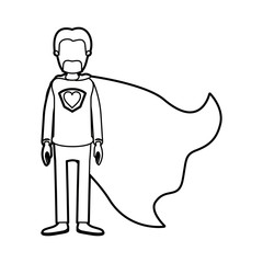 caricature thick contour faceless full body super dad hero with beard vector illustration