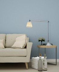 The 3D Interior living interior minimal space in apartment comfortable - 3D Rendering