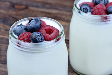 Assorted berries with yogurt