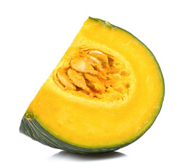 Slice of pumpkin isolated on white background
