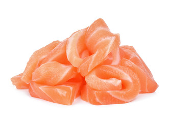 Slice of salmon isolated on white background