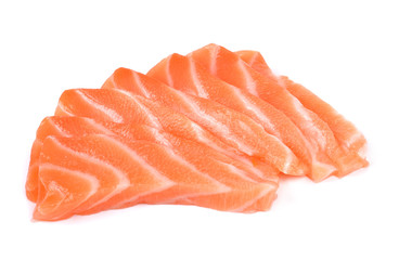 Slice of salmon isolated on white background
