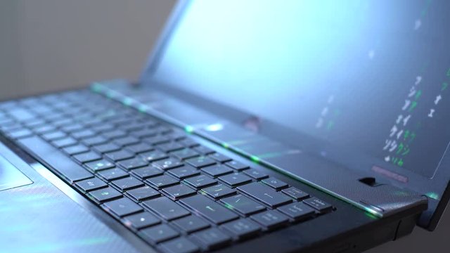 Man Use Laptop Keyboard With Shift With Illumination And Color Matrix