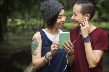 LGBT Lesbian Couple Moments Happiness Concept