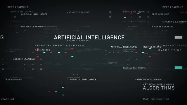 Keywords Artificial Intelligence Silver - Important terms about artificial intelligence drift through cyberspace. All clips are available in multiple color options. All clips loop seamlessly.
