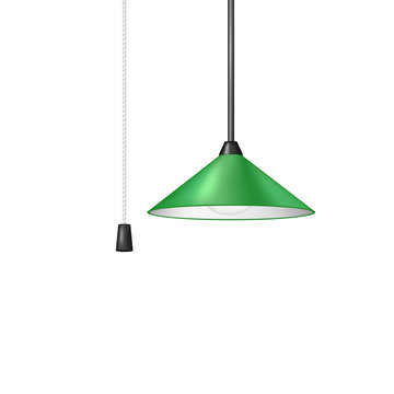 Retro Hanging Lamp In Green Design With Cord Switch