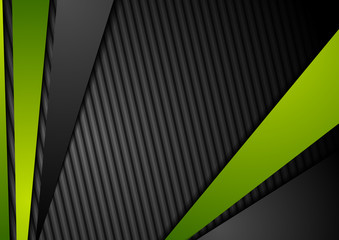 Fototapeta premium Tech black background with contrast green stripes