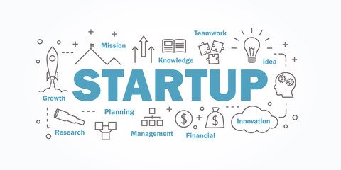 Obraz premium Vector banner flat design in startup concept.