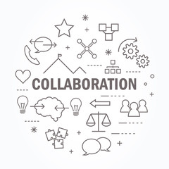 Collaboration thin line icon set. Vector illustration.