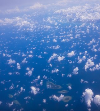 Island near Jakarta, aerial view from plane