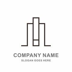 Simple Building Tower Strips Architecture Interior Construction Real Estate Business Company Stock Vector Logo Design Template 