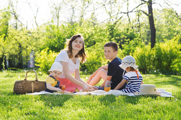 Young woman with children