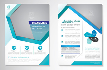 Vector Brochure Flyer design Layout template, size A4, Front page and back page, infographics. Easy to use and edit.