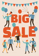 Big sale banner, Poster, Flyer, Flat style illustration.