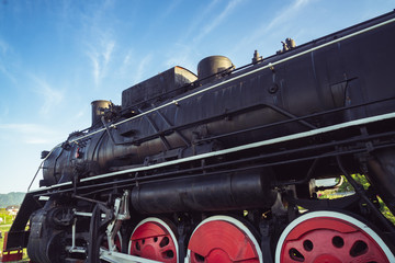Fototapeta premium Close-up of an amusement park train.