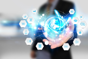 Global business connection. Social network concept