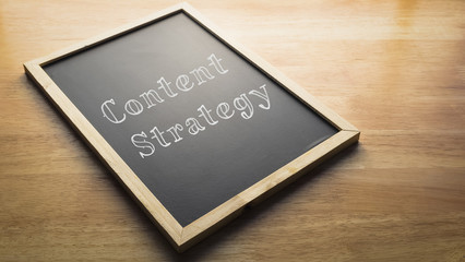 Content strategy graphic on black chalkboard