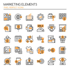 Marketing Elements  , Thin Line and Pixel Perfect Icons