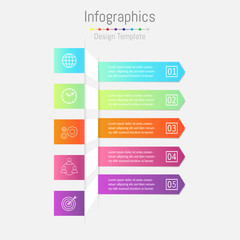 Arrow infographic template. Vector layout for business infographics with marketing icons and design elements.