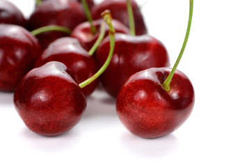 Sweet cherry berries isolated on white background