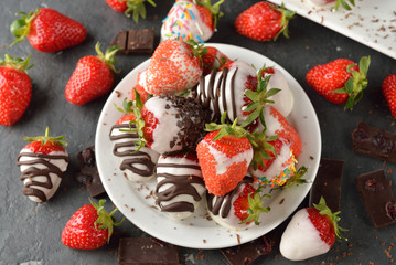 Strawberries covered with chocolate