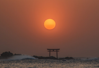 葉山町真名瀬の落日