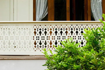 Beautiful vintage balcony with trees in front