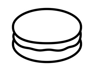 Macaroon or macaron sweet meringue confection line art vector icon for food apps and websites