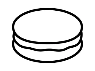 Keuken spatwand met foto Macaroon or macaron sweet meringue confection line art vector icon for food apps and websites © martialred