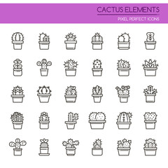 Cactus Elements , Thin Line and Pixel Perfect Icons.
