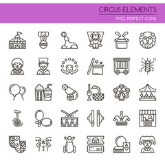Circus Elements , Thin Line and Pixel Perfect Icons.