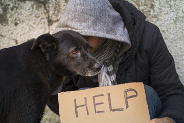 Jobless man with his old faithful dog