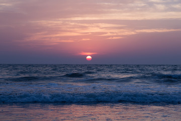 Amazing sunset at Arambol beach, North Goa, India