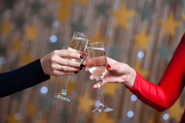 Celebration. People holding glasses of champagne making a toast