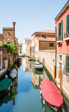 Water street in Venice,Italy,Venice,21 May 2017,landscape of the streets of Venice, sistiere Dorsoduro