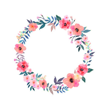 Colorful flowers wreath . Elegant floral collection with beautif