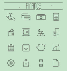 Set of thin line icons - money, finance, payments. Vector illustration.