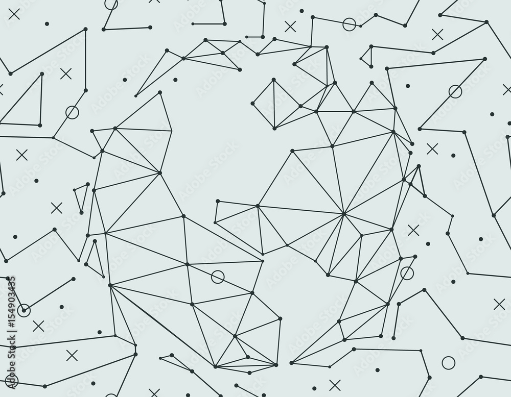 Poster seamless pattern with space, polygonal planets. vector illustration