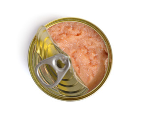 Canned Pollock caviar  isolated on white background
