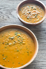 Two bowls of lentil curry