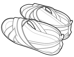 Flip flop sandal shoes for men line draw