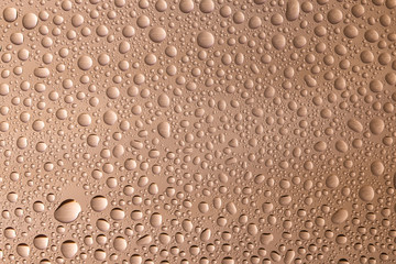 Closeup of water drops on glass surface