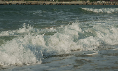 Beautiful waves of South China Sea on Dadonghai beach.