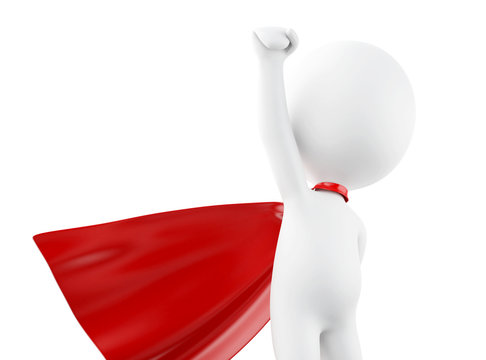 3d Super hero with red cape.