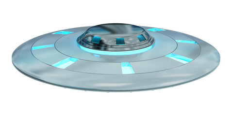 Vintage UFO isolated on white background 3D rendering