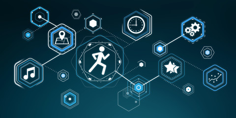 3D rendering runnig app modern interface